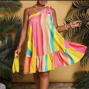 Casual Printed One Shoulder A-Line Summer Dress
